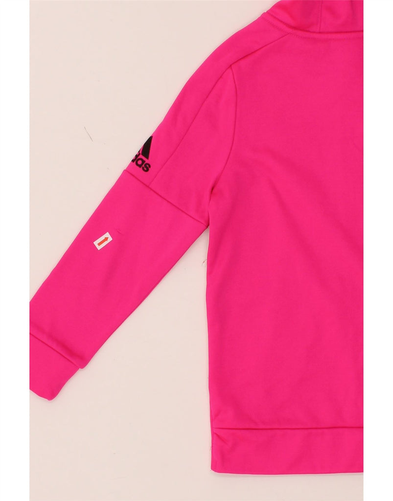 ADIDAS Girls Graphic Zip Hoodie Sweater 5-6 Years Pink Polyester Vintage Adidas and Second-Hand Adidas from Messina Hembry 