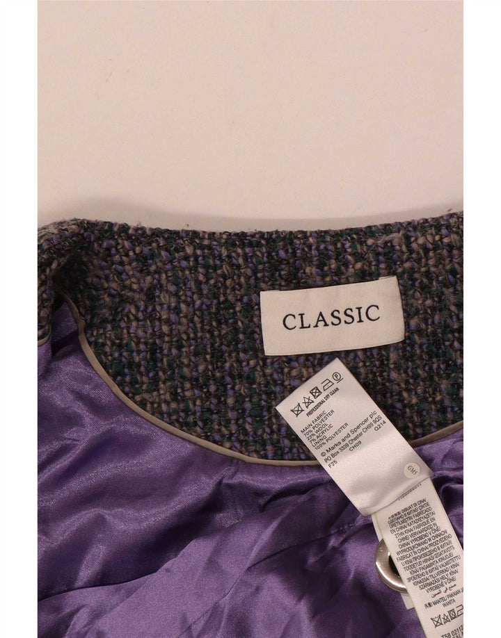 Marks & Spencer Womens Classic Overcoat UK 18 XL Blue Flecked Polyester