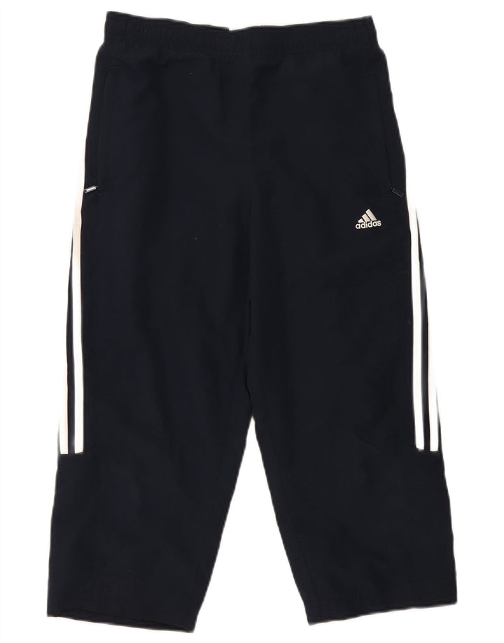 Adidas Womens Capri Tracksuit Trousers UK 10 Small Navy Blue Polyester