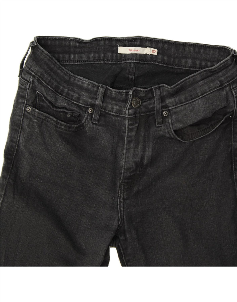 LEVI'S Womens 711 Skinny Jeans W27 L27 Black Cotton Vintage Levi's and Second-Hand Levi's from Messina Hembry 