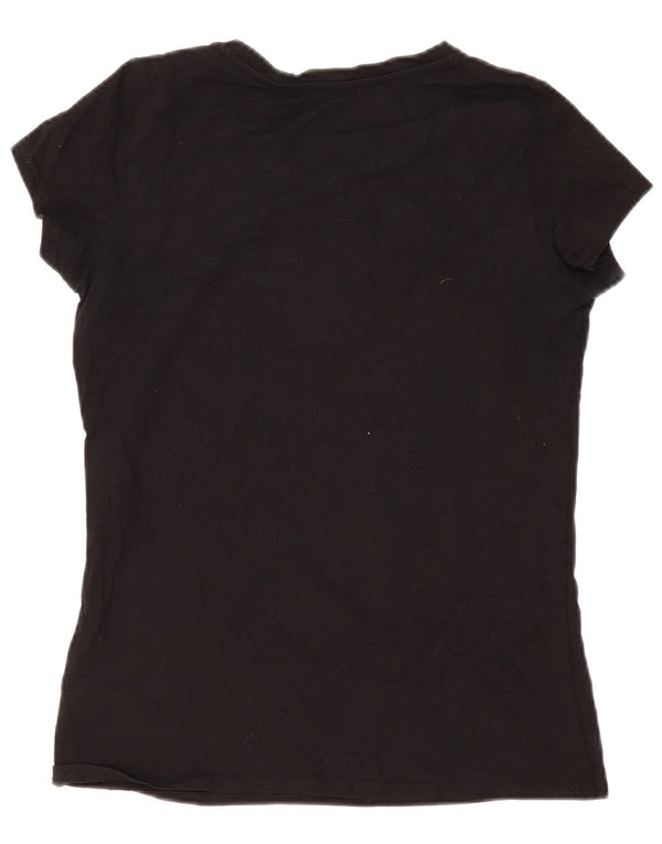 Guess Womens Graphic T-Shirt Top UK 14 Large Black Cotton