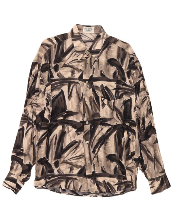 Vintage Mens Abstract Pattern Shirt Large Grey