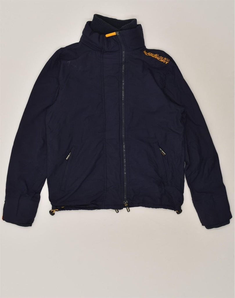 SUPERDRY Womens The Windcheater Rain Jacket UK 16 Large Navy Blue | Vintage Superdry | Thrift | Second-Hand Superdry | Used Clothing | Messina Hembry 