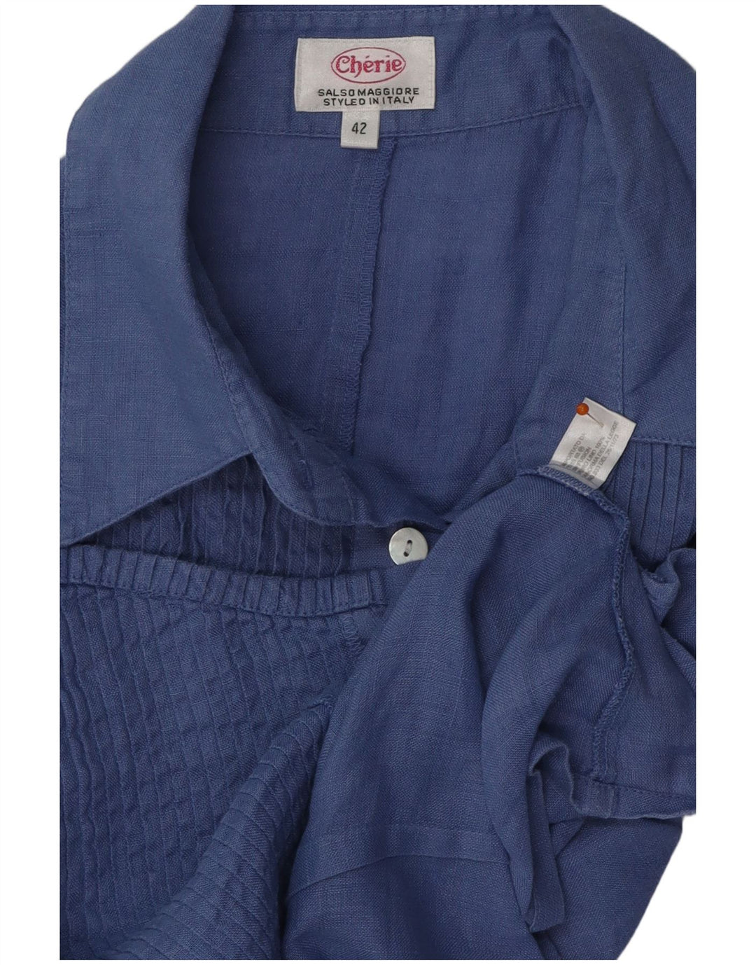 CHERIE Womens Sleeveless Shirt Blouse IT 42 Medium Blue Linen