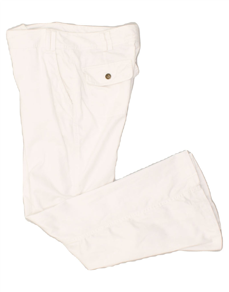 FLASH LIGHTS Womens Flare Casual Trousers US 6 Medium W27 L29 White Cotton | Vintage Flash Lights | Thrift | Second-Hand Flash Lights | Used Clothing | Messina Hembry 