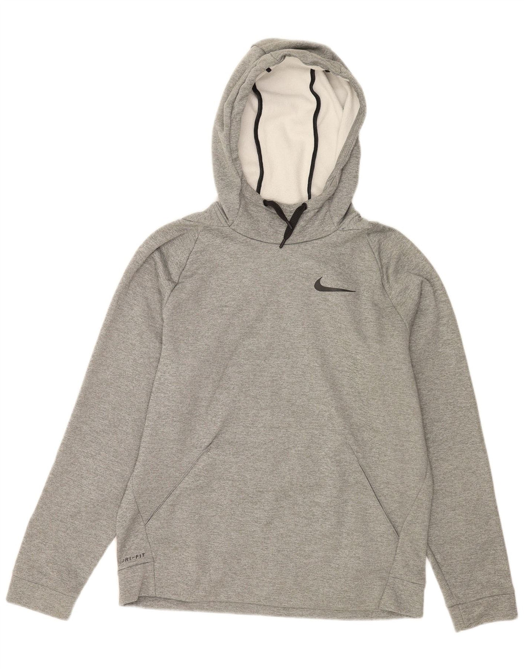 NIKE Mens Dri Fit Hoodie Jumper Medium Grey Flecked Polyester