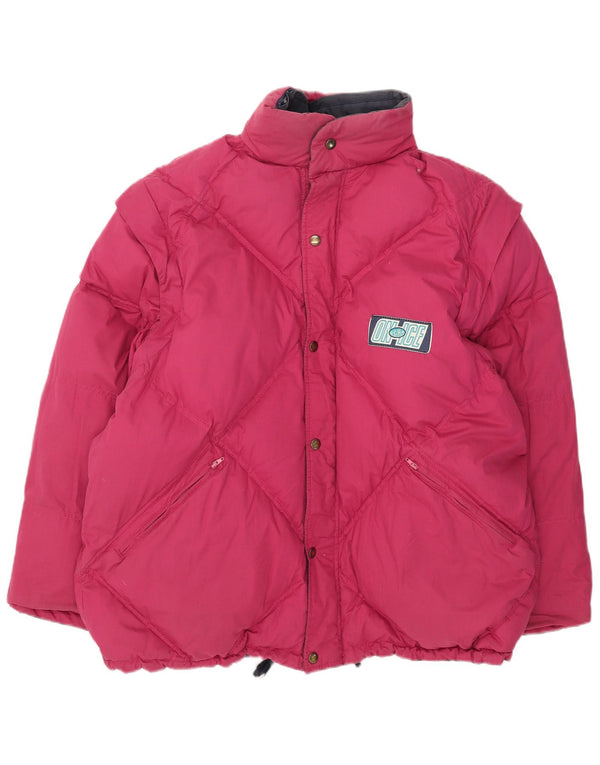 Vintage Mens Padded Reversible Ski Jacket UK 40 Large Pink Polyester