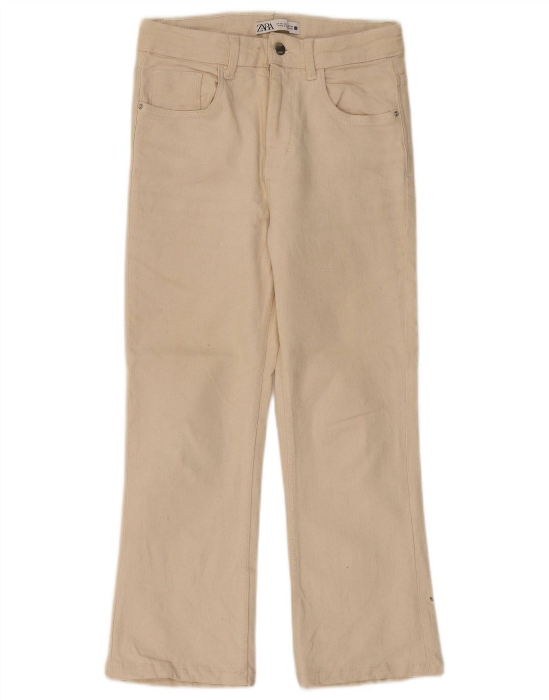 ZARA Womens High Waist Straight Jeans EU 36 XS W26 L24 Beige Cotton