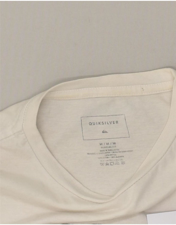 QUIKSILVER Mens Regular Fit Graphic T-Shirt Top Medium White Cotton Vintage Quiksilver and Second-Hand Quiksilver from Messina Hembry 
