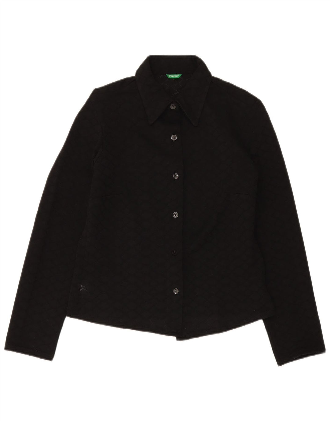 BENETTON Womens Crop Shirt Blouse IT 46 Large Black Polyester