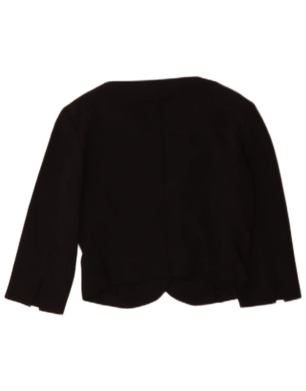 Vintage Womens 3/4 Sleeve Shirt Blouse UK 12 Medium Black Viscose