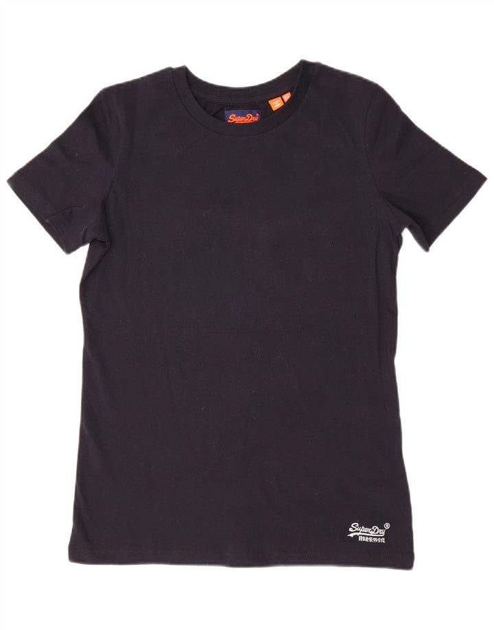 SUPERDRY Womens T-Shirt Top UK 8 Small  Black Cotton