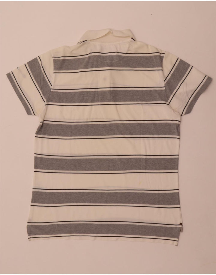Champion Mens Polo Shirt XL White Striped Cotton