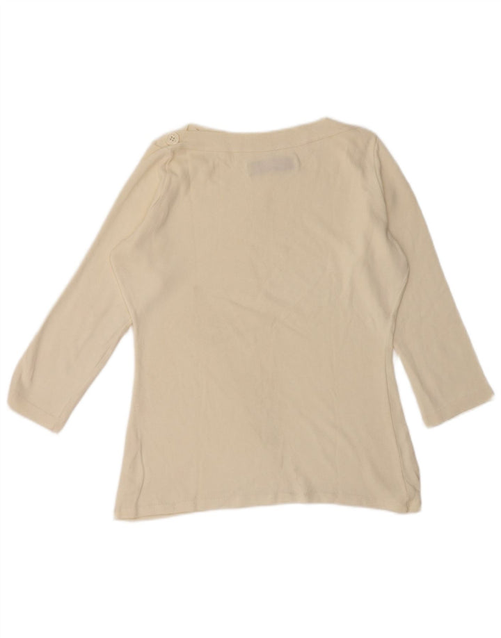 Zara Womens Top 3/4 Sleeve UK 14 Large White Cotton