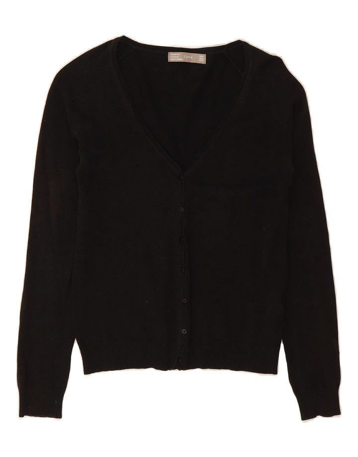 ZARA Womens Crop Cardigan Sweater UK 12 Medium Black Cotton Vintage Zara and Second-Hand Zara from Messina Hembry 