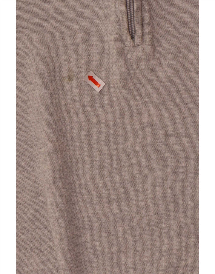 Calvin Klein Mens Zip Neck Jumper Sweater Medium Grey Cotton