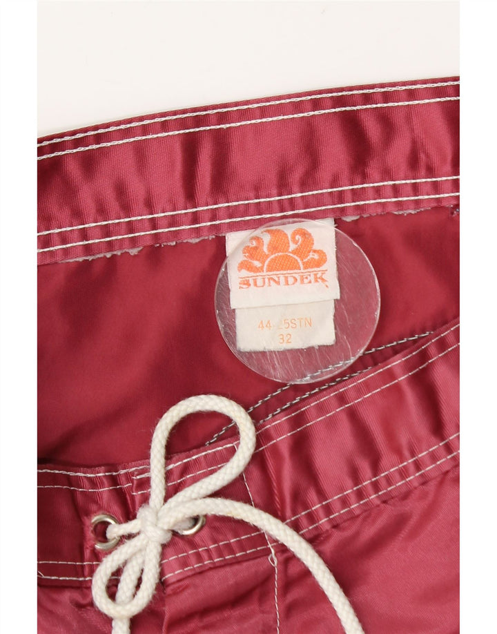 Sundek Mens Swimming Shorts Medium  Burgundy Striped Nylon