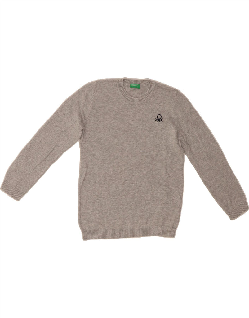BENETTON Girls Crew Neck Jumper Sweater 6-7 Years Small  Grey Cotton Vintage Benetton and Second-Hand Benetton from Messina Hembry 