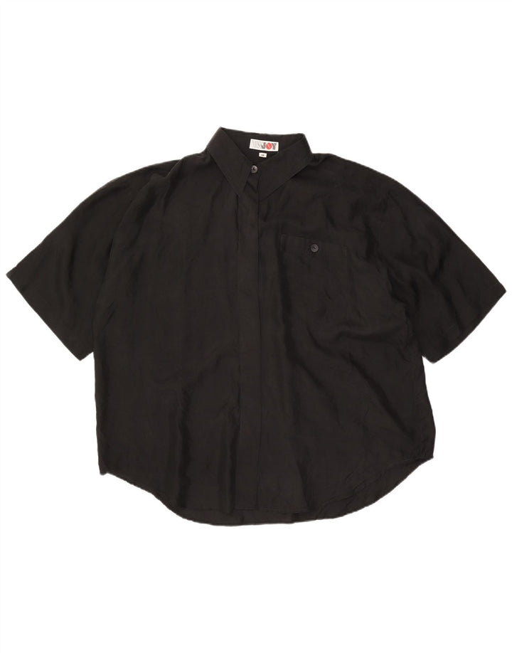 Miss Joy Womens Short Sleeve Oversized Shirt IT 46 Large Black Silk