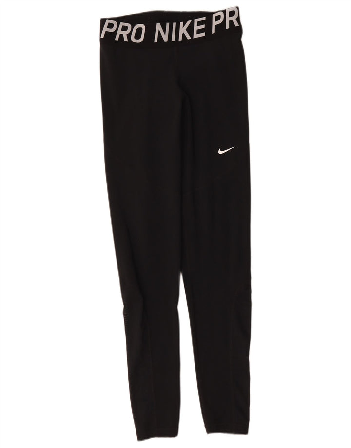 Nike Womens Graphic Leggings UK 12 Medium  Black Polyester