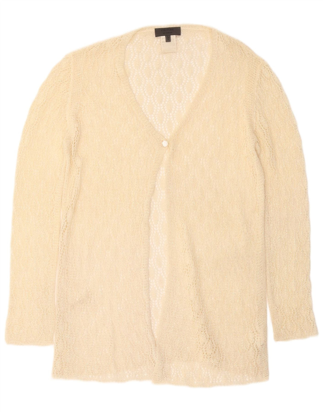 Les Copains Womens See Through Cardigan Sweater IT 42 Medium Off White