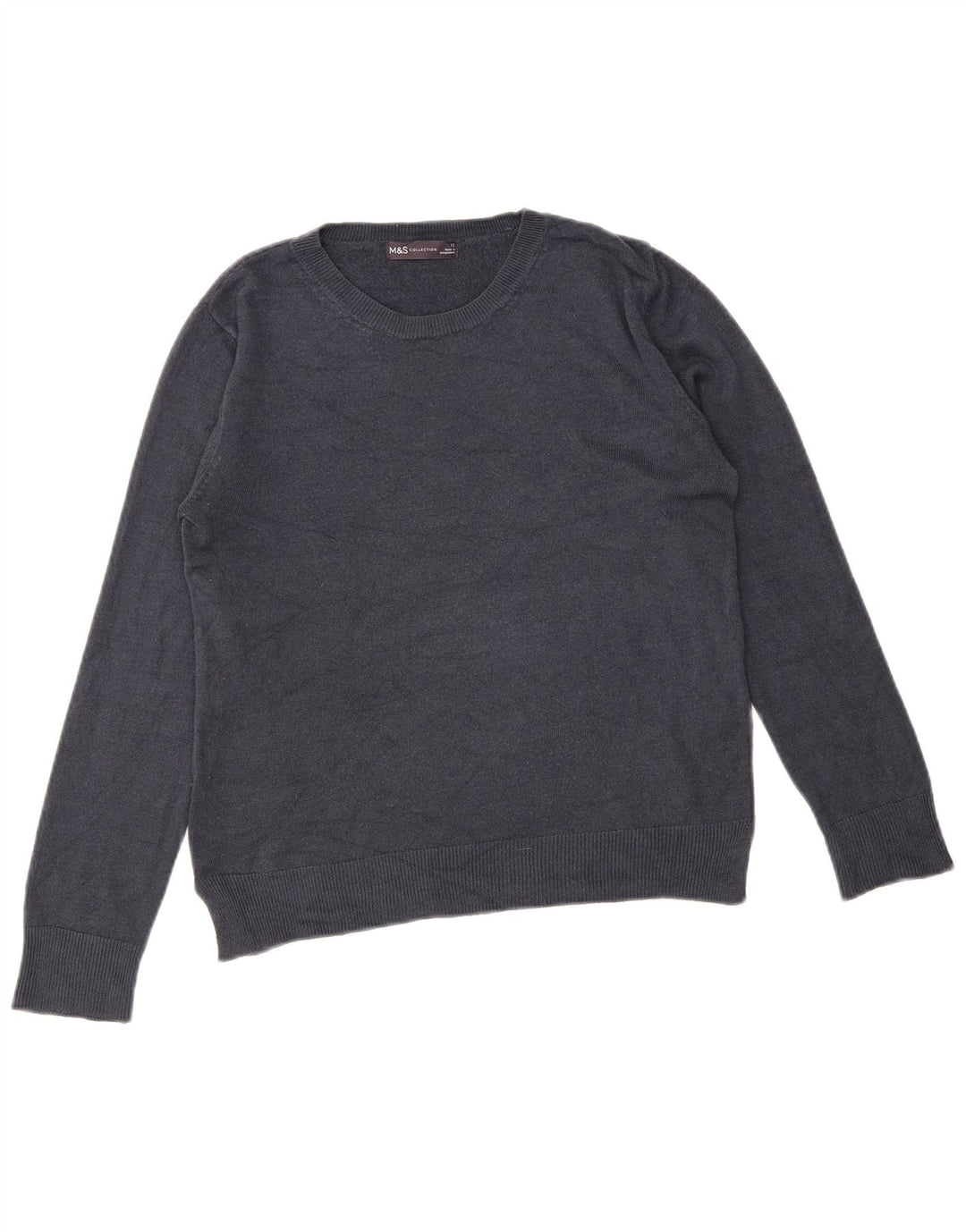 Marks & Spencer Womens Boat Neck Jumper Sweater UK 12 Medium Navy Blue