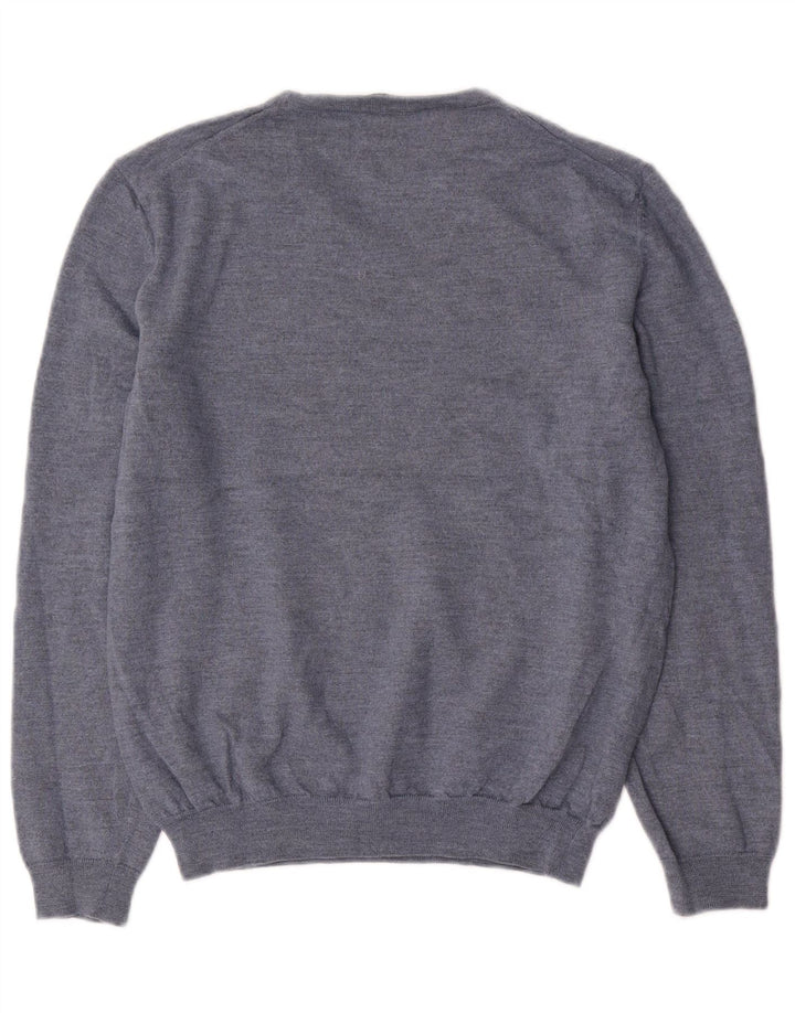 HUGO BOSS Mens V-Neck Jumper Sweater Large Blue