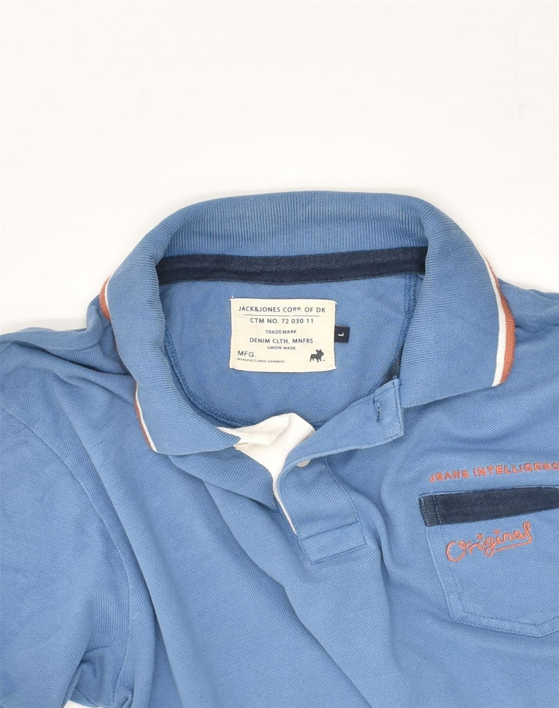 JACK & JONES Mens Polo Shirt Large Blue Cotton | Vintage Jack & Jones | Thrift | Second-Hand Jack & Jones | Used Clothing | Messina Hembry 