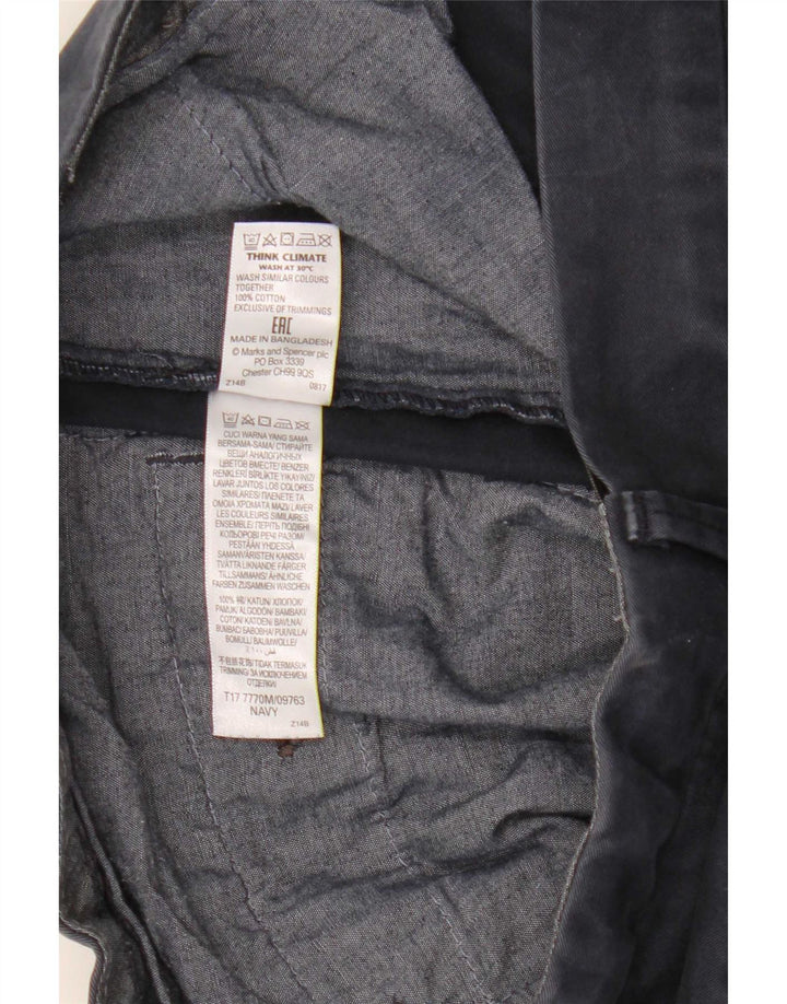 Marks & Spencer Mens Chino Shorts W32 Medium Navy Blue Cotton