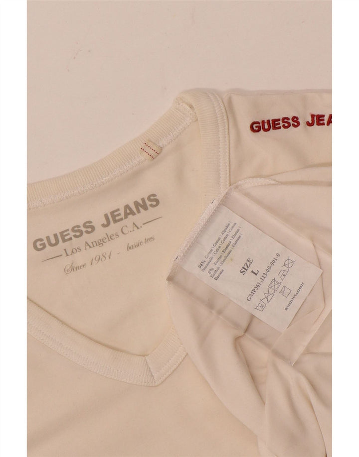 Guess Mens T-Shirt Top Large White Cotton