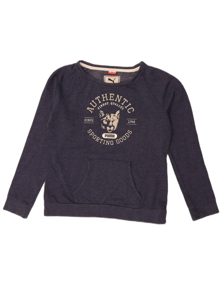Puma Womens Graphic Sweatshirt Jumper UK 14 Large Navy Blue