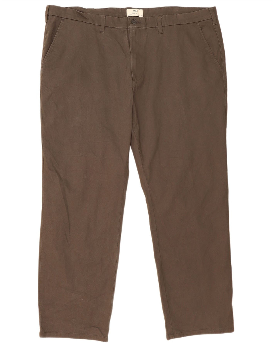 Marks & Spencer Mens Regular Fit Chino Trousers W46 L31 Grey Cotton