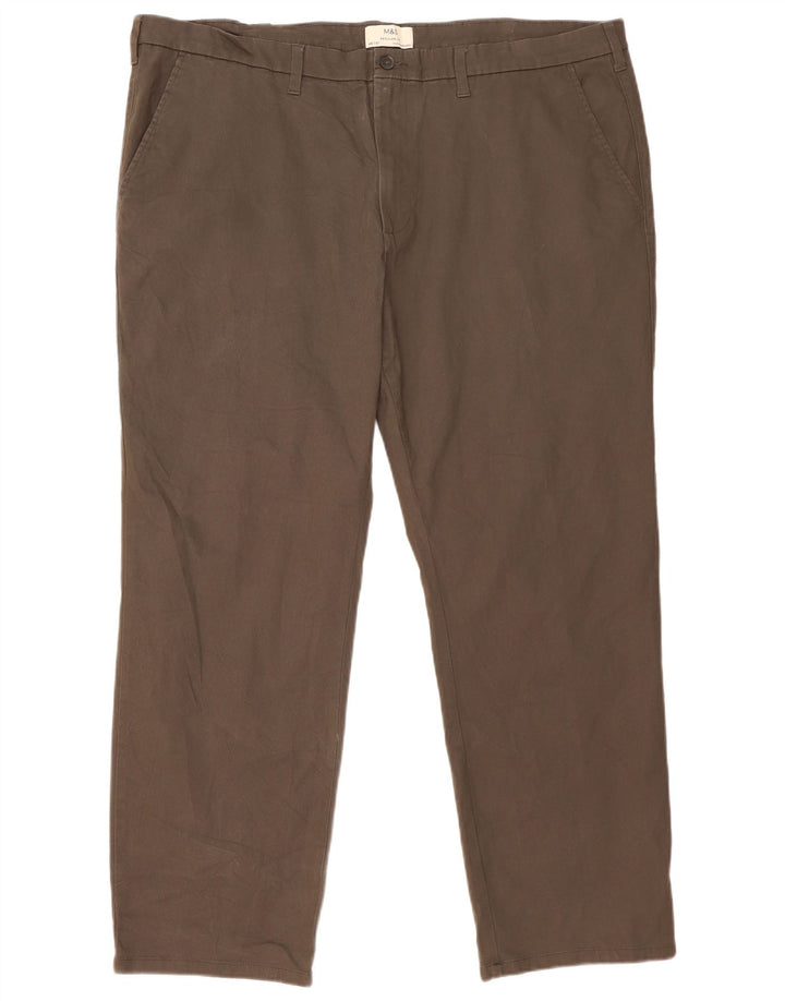 Marks & Spencer Mens Regular Fit Chino Trousers W46 L31 Grey Cotton