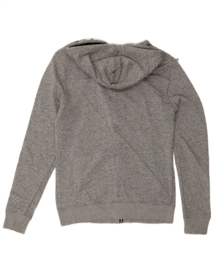 Zara Mens Zip Hoodie Sweater Small Grey Flecked Cotton