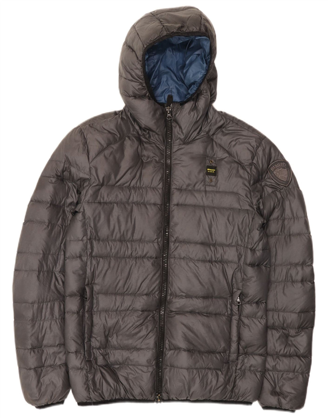 Blauer Mens Hooded Padded Jacket UK 38 Medium Grey Polyamide