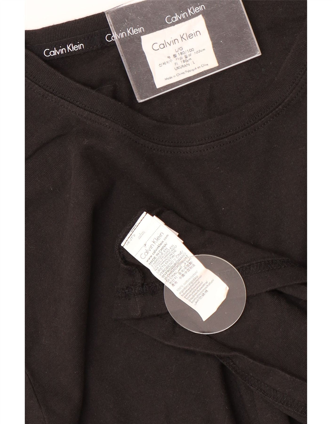 CALVIN KLEIN Mens Top Long Sleeve Large Black Cotton