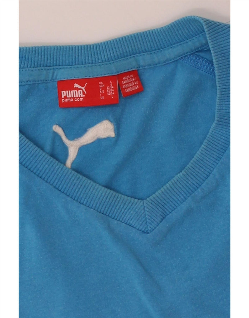 PUMA Mens Graphic T-Shirt Top Large Blue Cotton Vintage Puma and Second-Hand Puma from Messina Hembry 