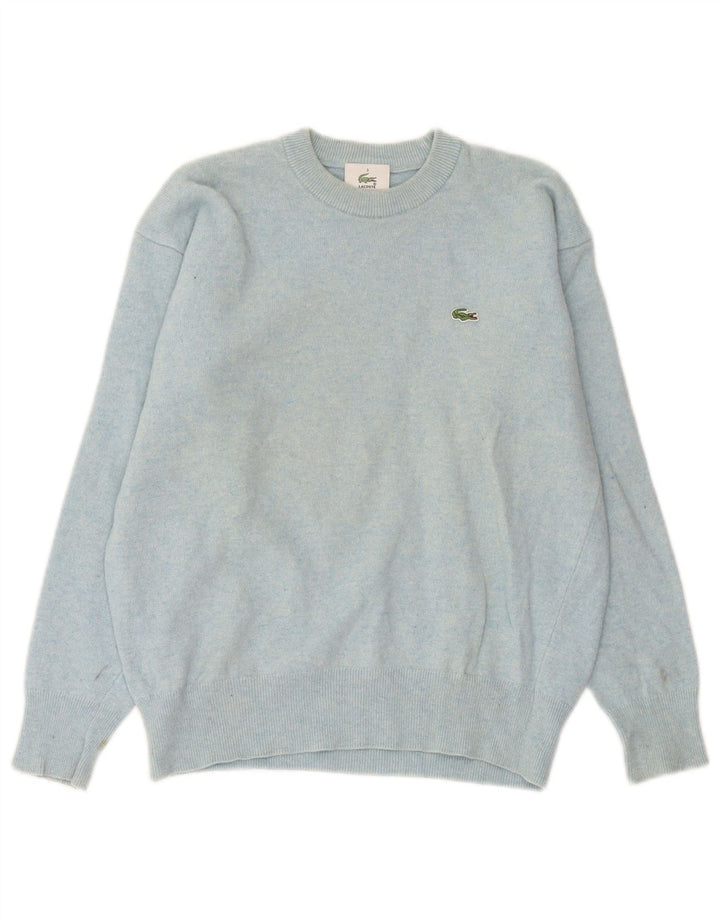 Lacoste Mens Crew Neck Jumper Sweater Size 3 Small Blue Lambswool