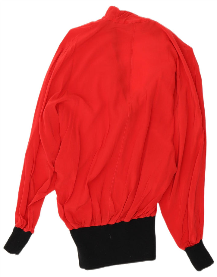 Daniela Massa Womens Long Sleeve Blouse Top IT 44 Medium Red Colourblock
