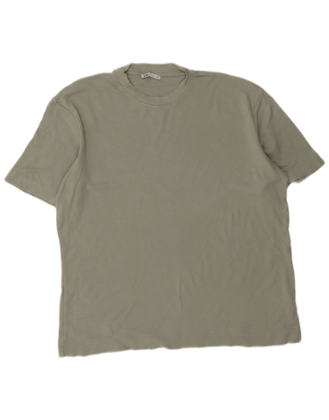Zara Mens T-Shirt Top Large Green Cotton