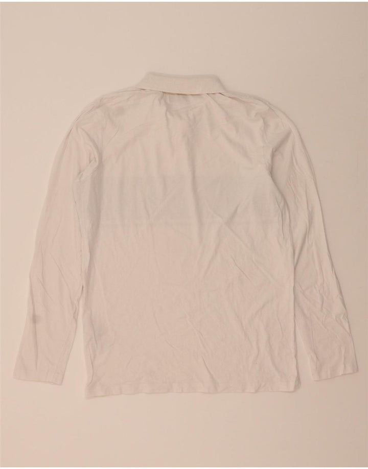JACK & JONES Mens Graphic Long Sleeve Polo Shirt Medium White Colourblock