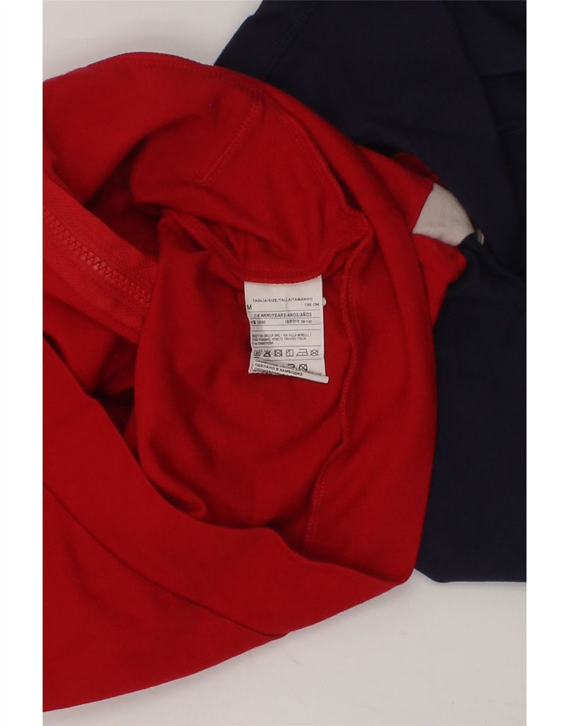 BENETTON Boys Graphic Zip Hoodie Sweater 7-8 Years Medium  Red Colourblock | Vintage Benetton | Thrift | Second-Hand Benetton | Used Clothing | Messina Hembry 