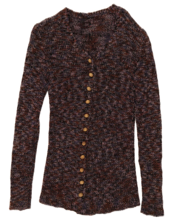 Vintage Womens Cardigan Sweater UK 6 XS Multicoloured Flecked