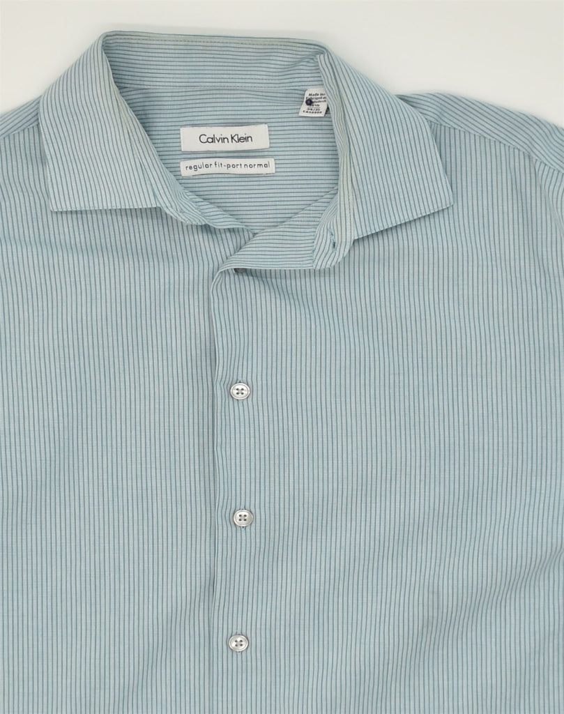 CALVIN KLEIN Mens Regular Fit Shirt Size 15 1/2  Medium Blue Pinstripe | Vintage Calvin Klein | Thrift | Second-Hand Calvin Klein | Used Clothing | Messina Hembry 