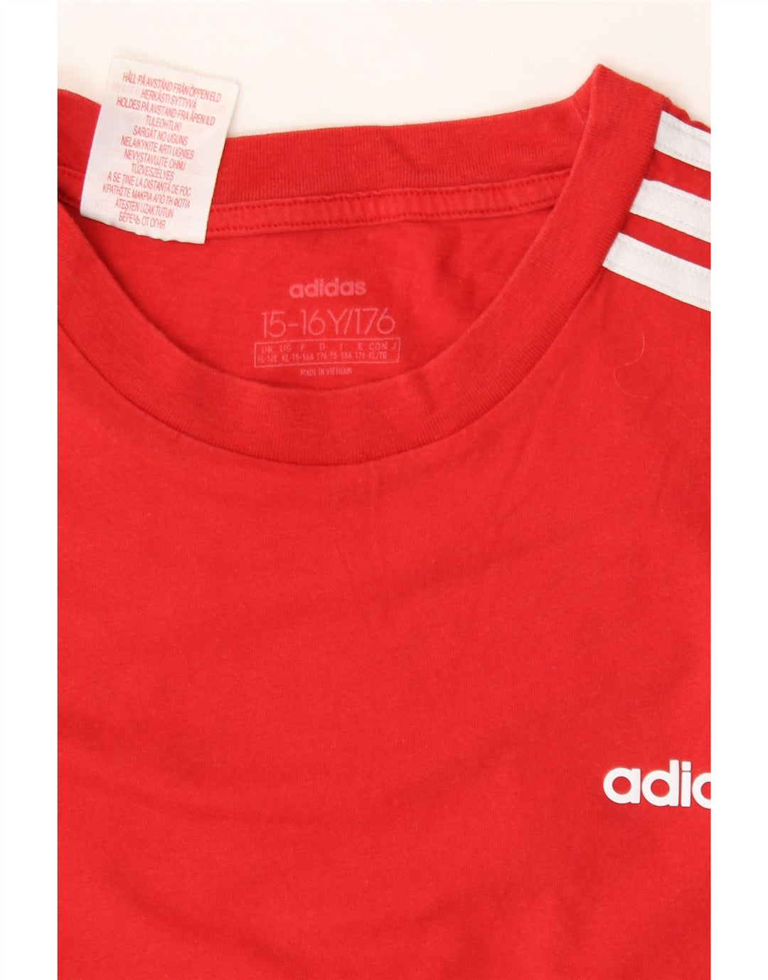 ADIDAS Boys T-Shirt Top 15-16 Years Red Cotton Vintage Adidas and Second-Hand Adidas from Messina Hembry 