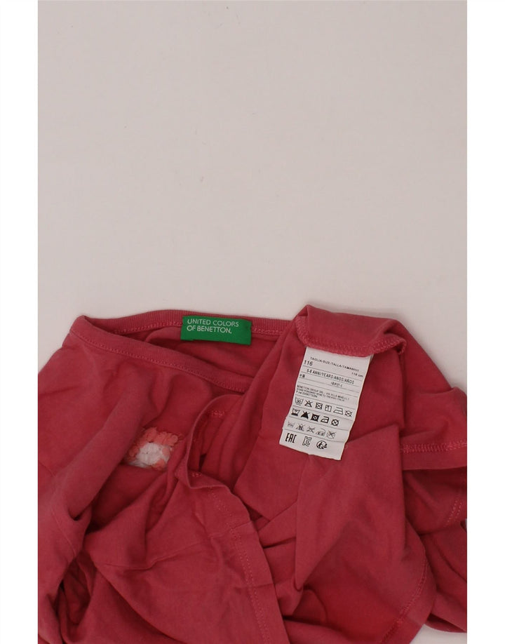 BENETTON Girls Top Long Sleeve 5-6 Years Red Cotton Vintage Benetton and Second-Hand Benetton from Messina Hembry 