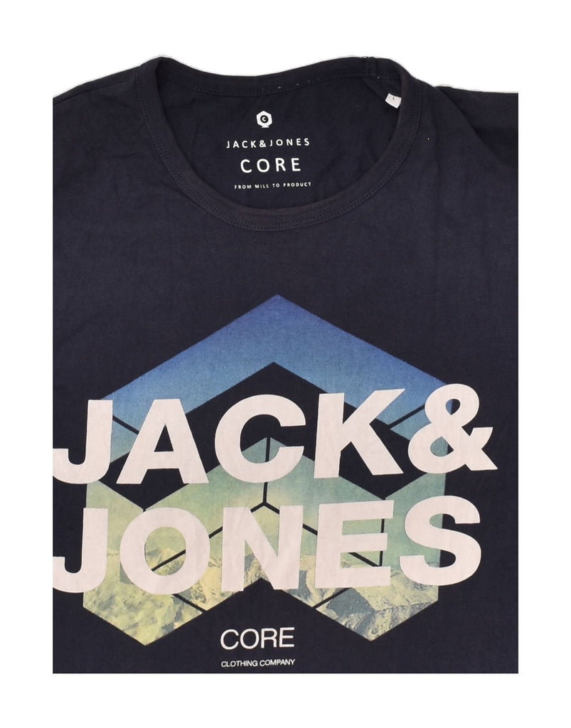 JACK & JONES Mens Graphic T-Shirt Top Large Navy Blue | Vintage Jack & Jones | Thrift | Second-Hand Jack & Jones | Used Clothing | Messina Hembry 