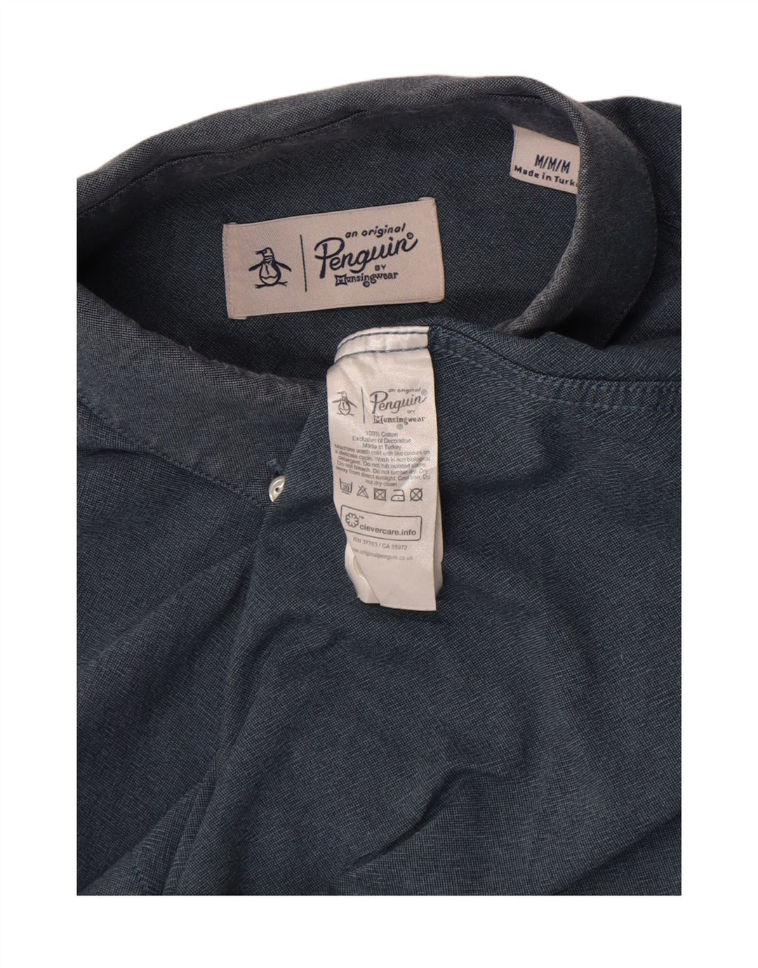Penguin Mens Shirt Medium Blue Cotton