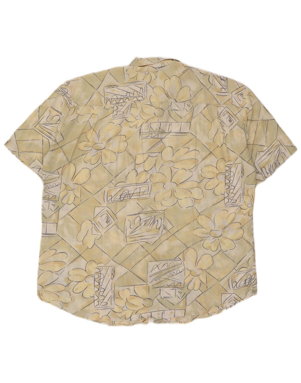 Wampum Mens Short Sleeve Shirt XL Yellow Floral Viscose
