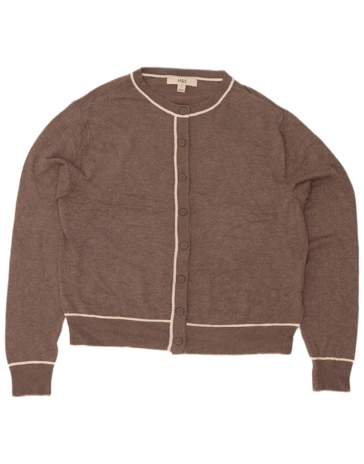 Marks & Spencer Womens Cardigan Sweater UK 10 Small Brown Viscose